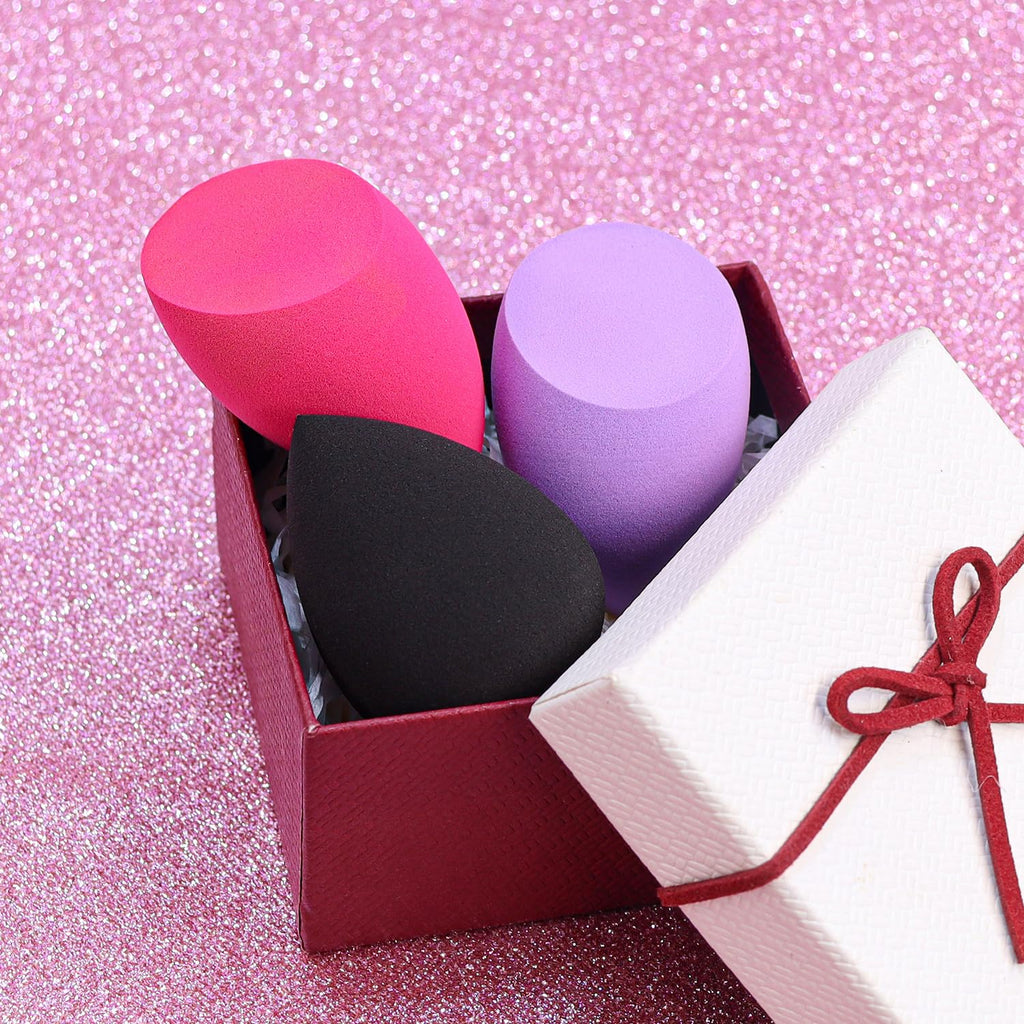 3Pcs Soft Makeup Sponges Set for Liquid Foundation, Cream, and Powder, Latex Free Blender Beauty Sponge, Durable Foundation Puff, Dry & Wet Use Make up Sponges for Face, Beauty Gift Set