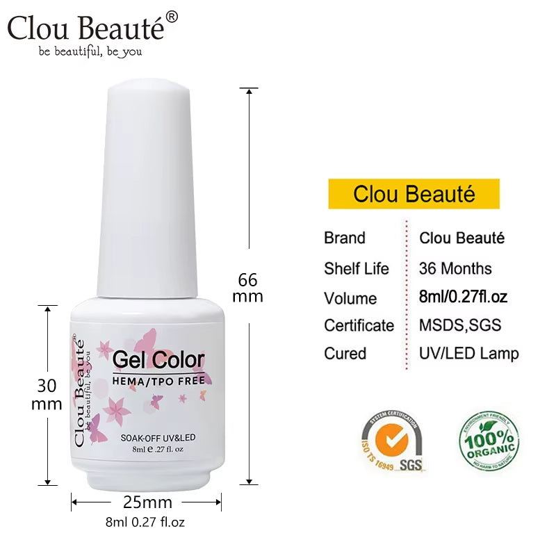 8ML Gel Polish Varnish Hema/Tpo Free Series 180-Colors New Arrivals Hot Sale Glitter Red Nails Art Base Top Coat