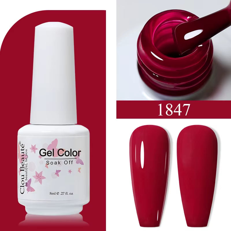 8ML Gel Polish Varnish Hema/Tpo Free Series 180-Colors New Arrivals Hot Sale Glitter Red Nails Art Base Top Coat
