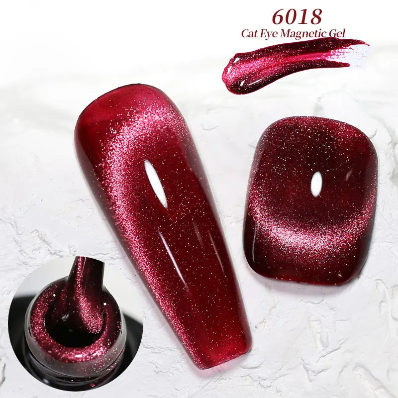 Red Green Glitter Cat Eye Nail Gel Magnetic Gel Nail Polish Semi Permanent Soak off UV LED Varnish for Manicure