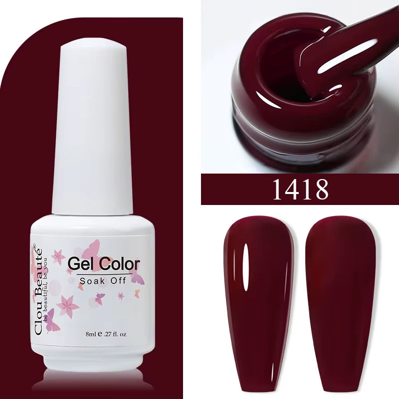 8ML Gel Polish Varnish Hema/Tpo Free Series 180-Colors New Arrivals Hot Sale Glitter Red Nails Art Base Top Coat