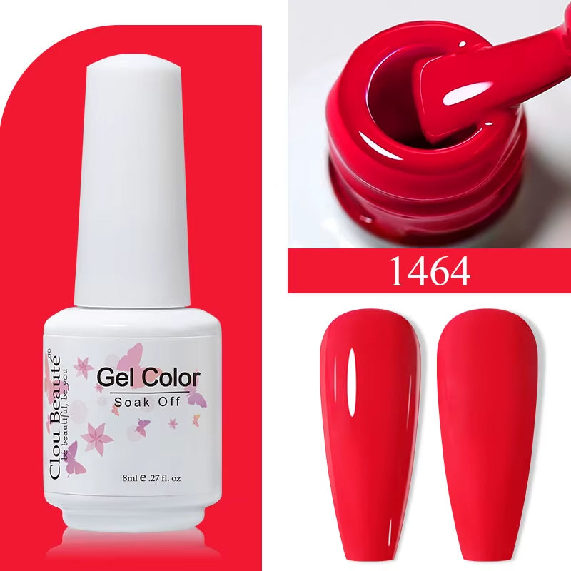 8ML Gel Polish Varnish Hema/Tpo Free Series 180-Colors New Arrivals Hot Sale Glitter Red Nails Art Base Top Coat