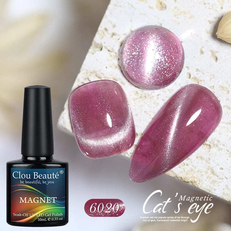 Red Green Glitter Cat Eye Nail Gel Magnetic Gel Nail Polish Semi Permanent Soak off UV LED Varnish for Manicure