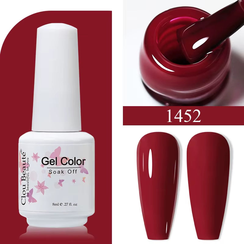 8ML Gel Polish Varnish Hema/Tpo Free Series 180-Colors New Arrivals Hot Sale Glitter Red Nails Art Base Top Coat