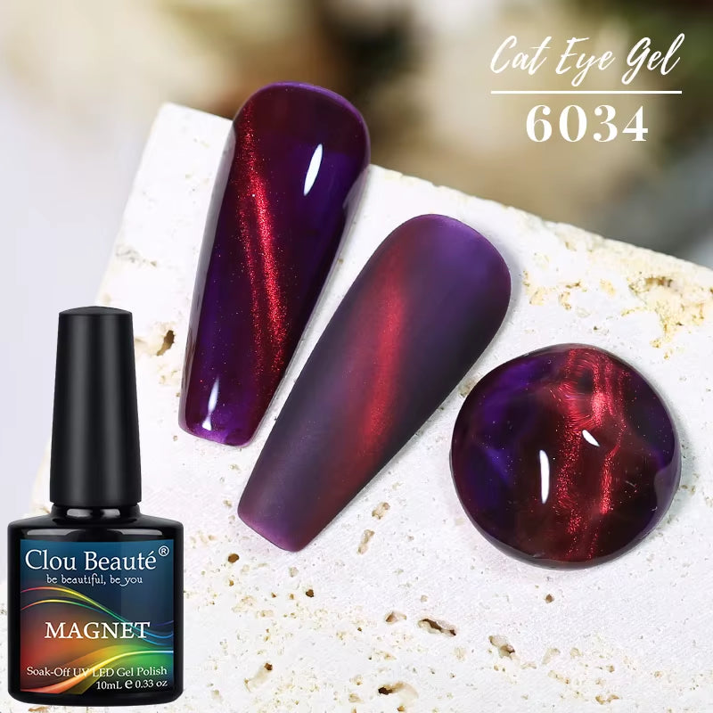 Red Green Glitter Cat Eye Nail Gel Magnetic Gel Nail Polish Semi Permanent Soak off UV LED Varnish for Manicure
