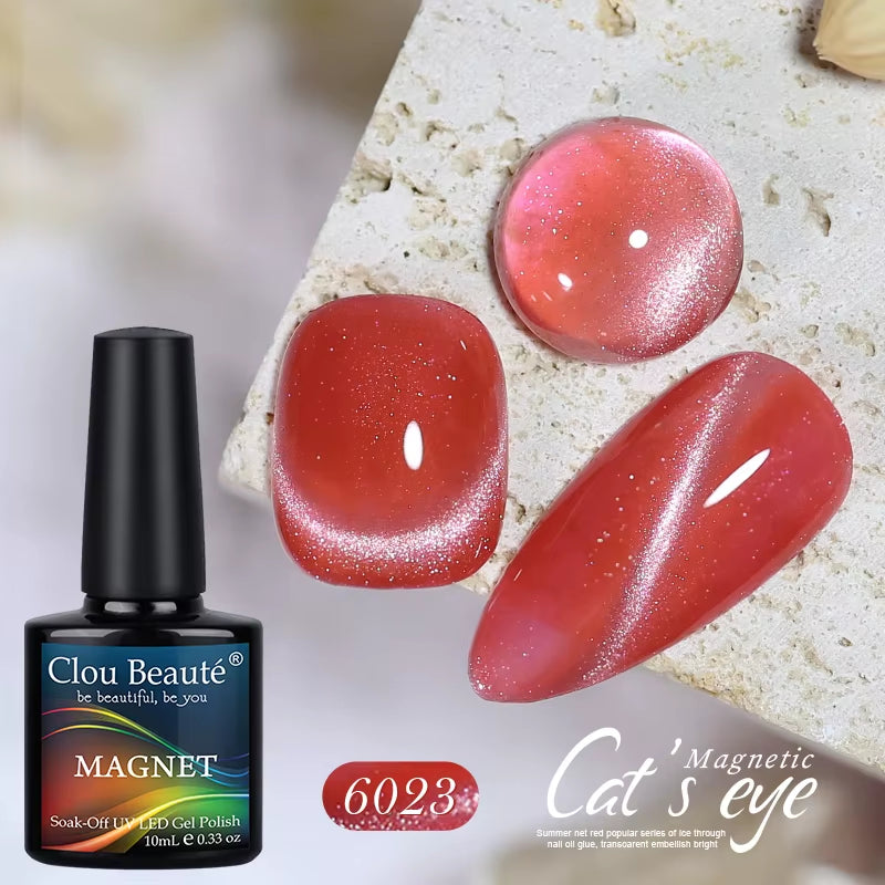 Red Green Glitter Cat Eye Nail Gel Magnetic Gel Nail Polish Semi Permanent Soak off UV LED Varnish for Manicure