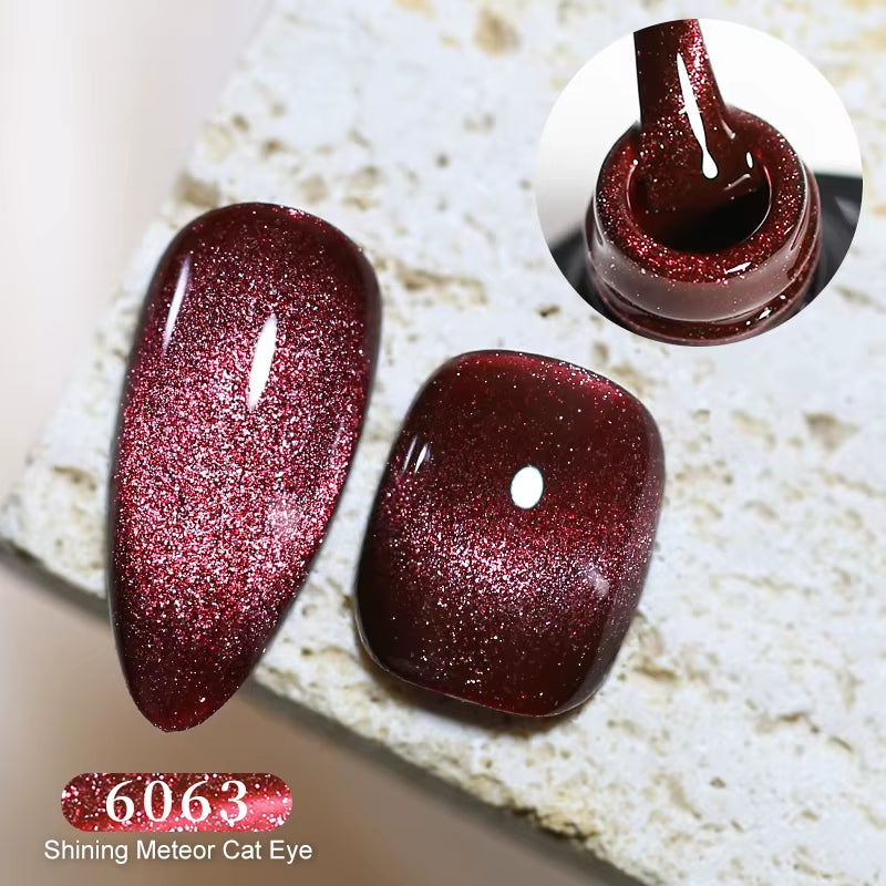 Red Green Glitter Cat Eye Nail Gel Magnetic Gel Nail Polish Semi Permanent Soak off UV LED Varnish for Manicure