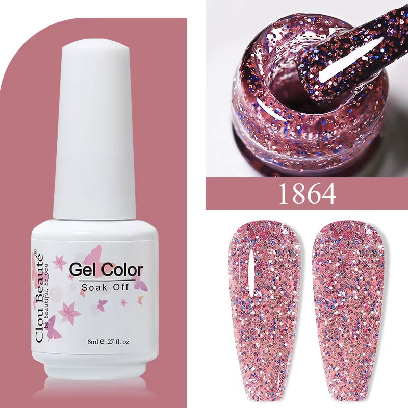 8ML Gel Polish Varnish Hema/Tpo Free Series 180-Colors New Arrivals Hot Sale Glitter Red Nails Art Base Top Coat