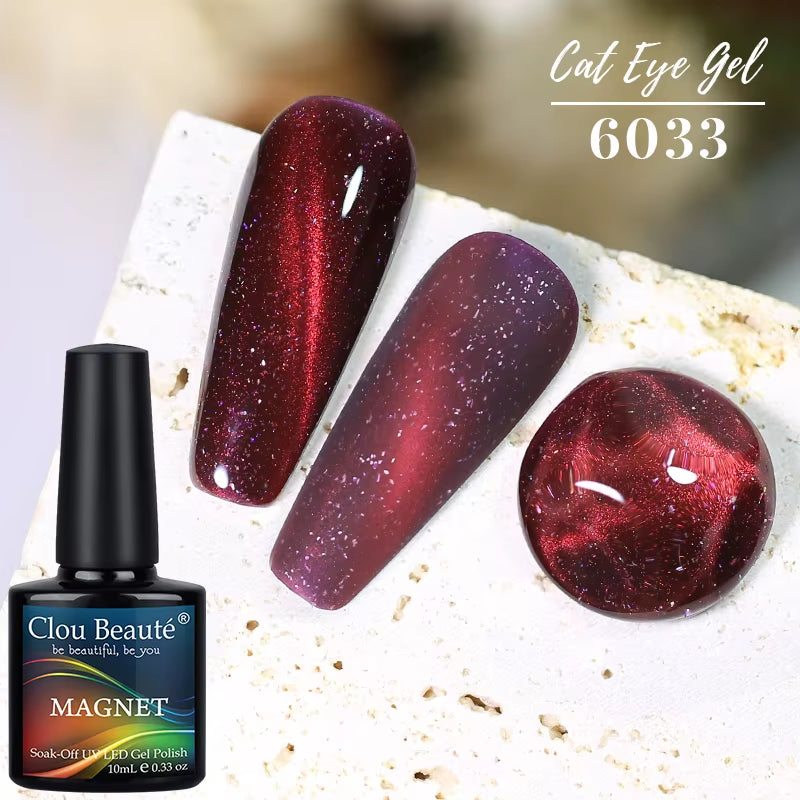 Red Green Glitter Cat Eye Nail Gel Magnetic Gel Nail Polish Semi Permanent Soak off UV LED Varnish for Manicure
