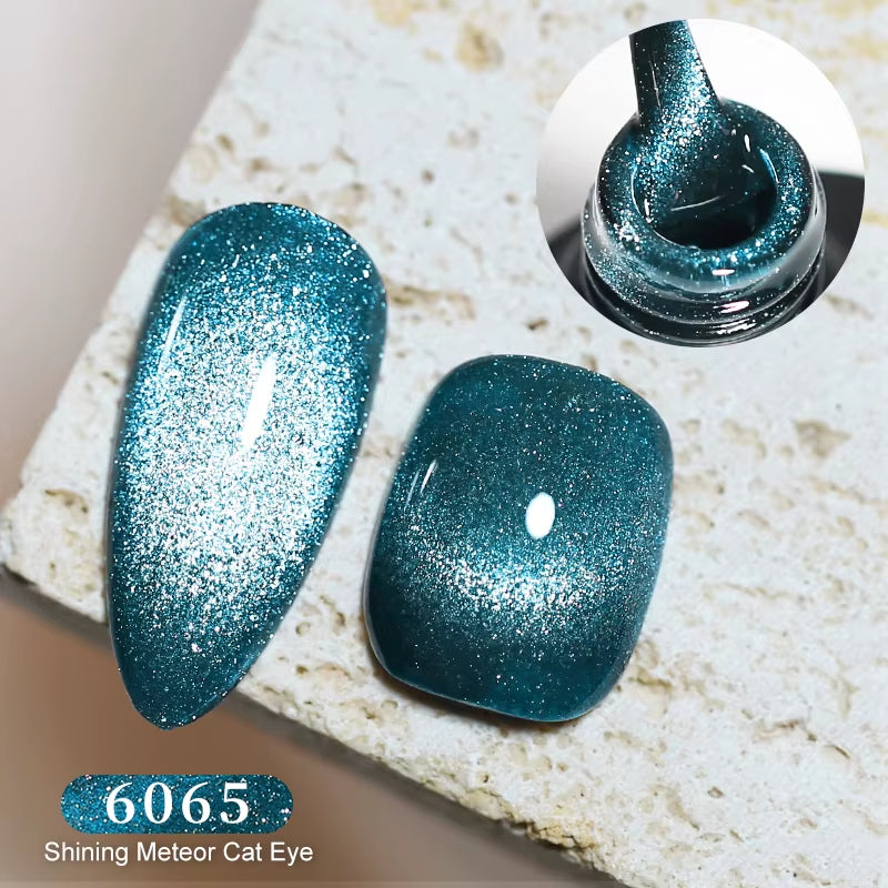 Red Green Glitter Cat Eye Nail Gel Magnetic Gel Nail Polish Semi Permanent Soak off UV LED Varnish for Manicure