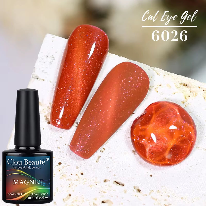 Red Green Glitter Cat Eye Nail Gel Magnetic Gel Nail Polish Semi Permanent Soak off UV LED Varnish for Manicure