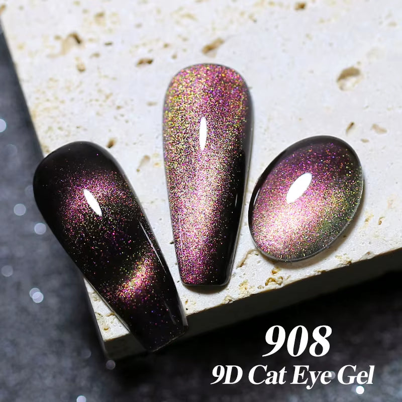 Red Green Glitter Cat Eye Nail Gel Magnetic Gel Nail Polish Semi Permanent Soak off UV LED Varnish for Manicure