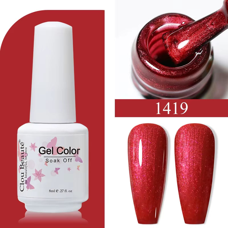 8ML Gel Polish Varnish Hema/Tpo Free Series 180-Colors New Arrivals Hot Sale Glitter Red Nails Art Base Top Coat