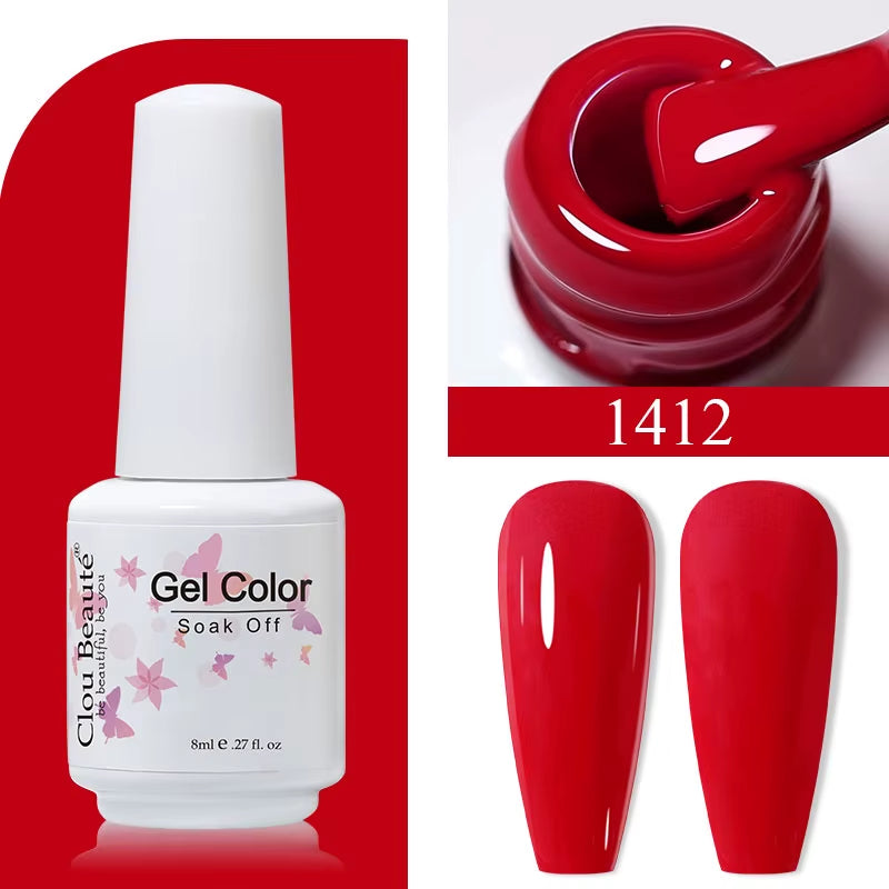8ML Gel Polish Varnish Hema/Tpo Free Series 180-Colors New Arrivals Hot Sale Glitter Red Nails Art Base Top Coat