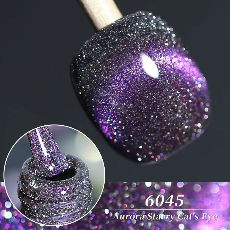 Red Green Glitter Cat Eye Nail Gel Magnetic Gel Nail Polish Semi Permanent Soak off UV LED Varnish for Manicure