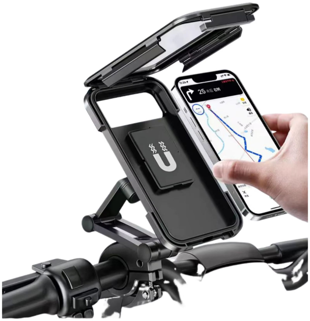 Adjustable Bike/Motorcycle Phone Mount - 360° Rotating Waterproof & Shockproof, Retractable Touchscreen Holder for Cycling