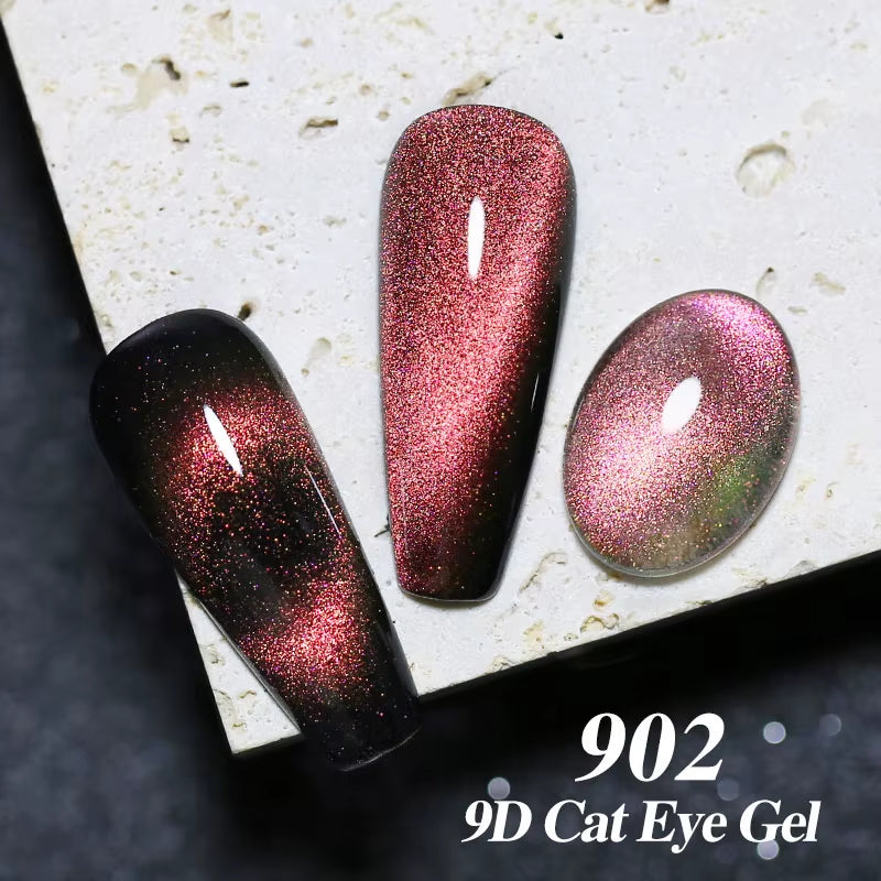 Red Green Glitter Cat Eye Nail Gel Magnetic Gel Nail Polish Semi Permanent Soak off UV LED Varnish for Manicure