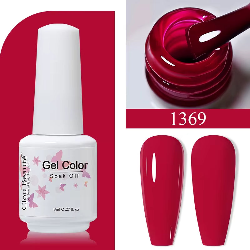 8ML Gel Polish Varnish Hema/Tpo Free Series 180-Colors New Arrivals Hot Sale Glitter Red Nails Art Base Top Coat