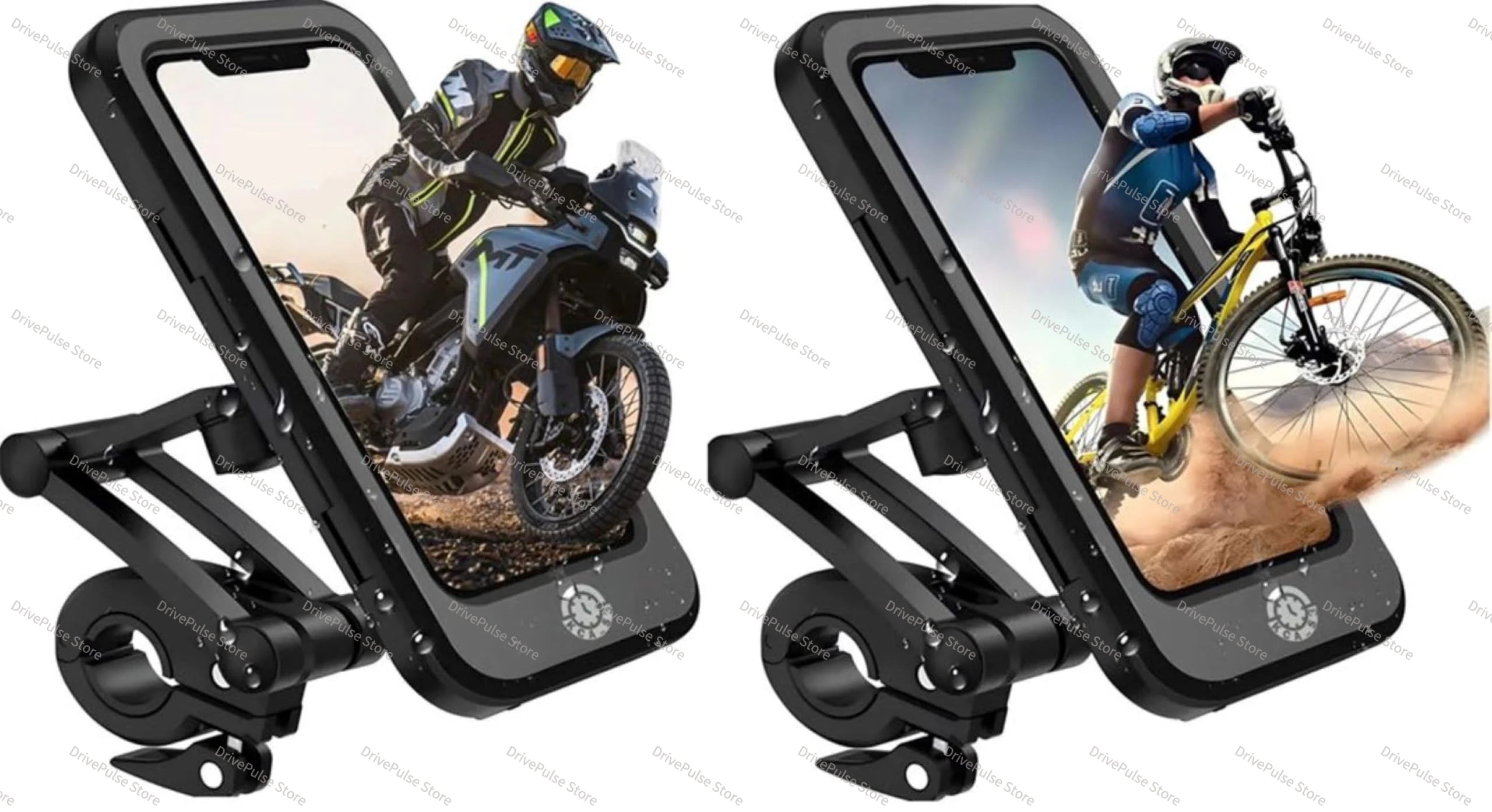 Adjustable Bike/Motorcycle Phone Mount - 360° Rotating Waterproof & Shockproof, Retractable Touchscreen Holder for Cycling