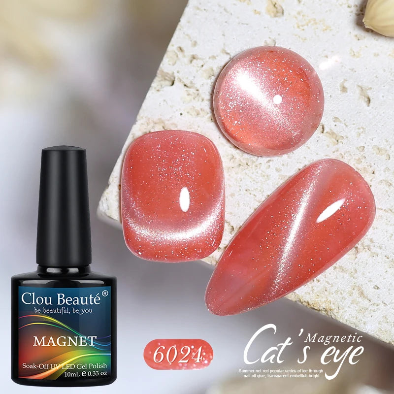 Red Green Glitter Cat Eye Nail Gel Magnetic Gel Nail Polish Semi Permanent Soak off UV LED Varnish for Manicure