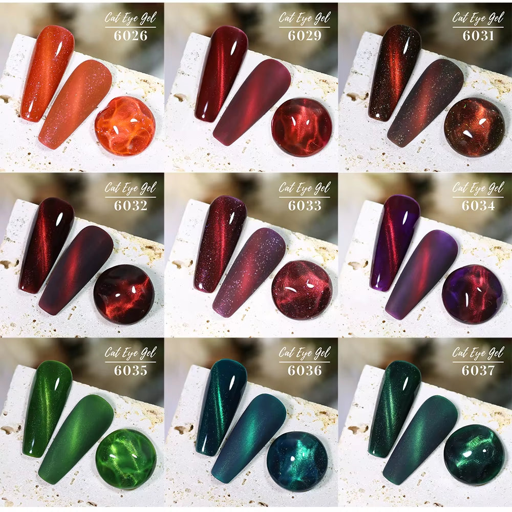 Red Green Glitter Cat Eye Nail Gel Magnetic Gel Nail Polish Semi Permanent Soak off UV LED Varnish for Manicure
