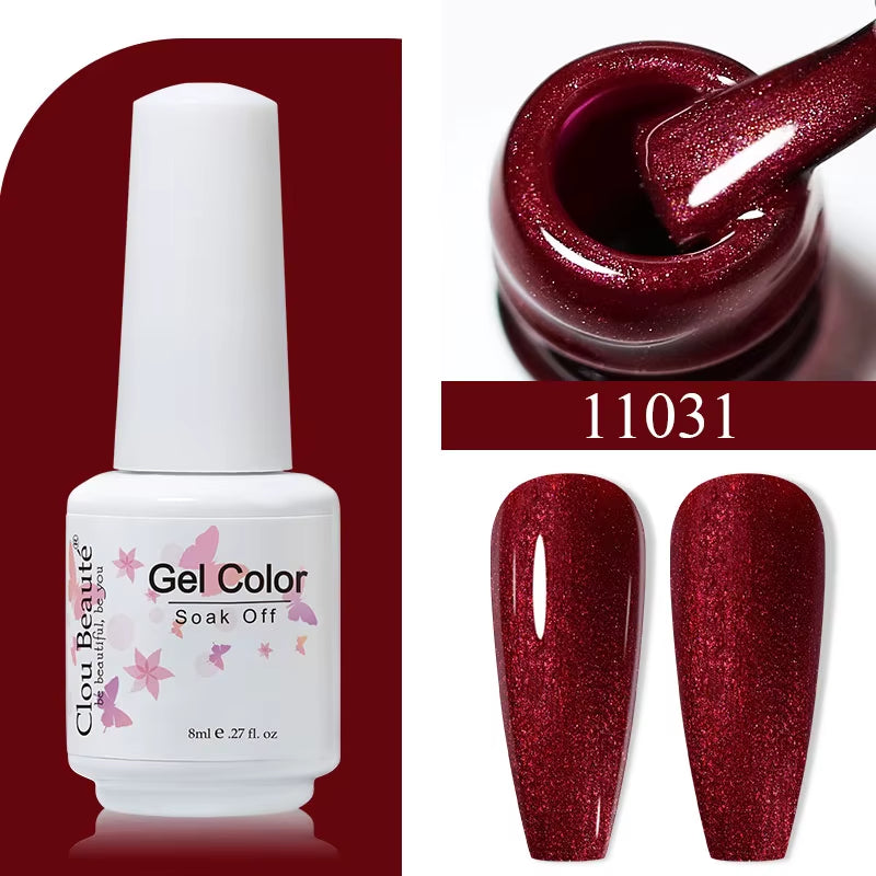 8ML Gel Polish Varnish Hema/Tpo Free Series 180-Colors New Arrivals Hot Sale Glitter Red Nails Art Base Top Coat