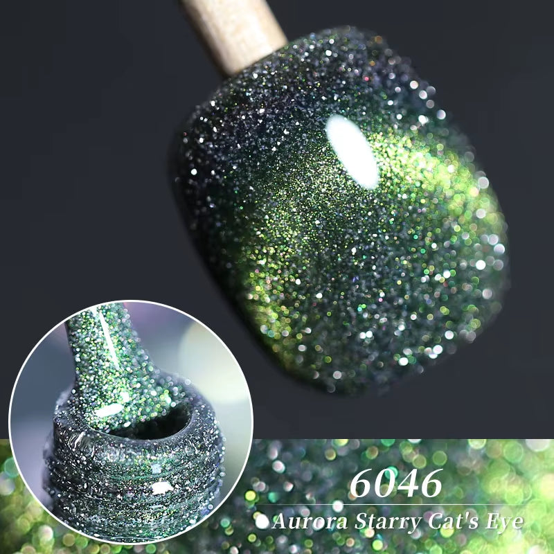 Red Green Glitter Cat Eye Nail Gel Magnetic Gel Nail Polish Semi Permanent Soak off UV LED Varnish for Manicure