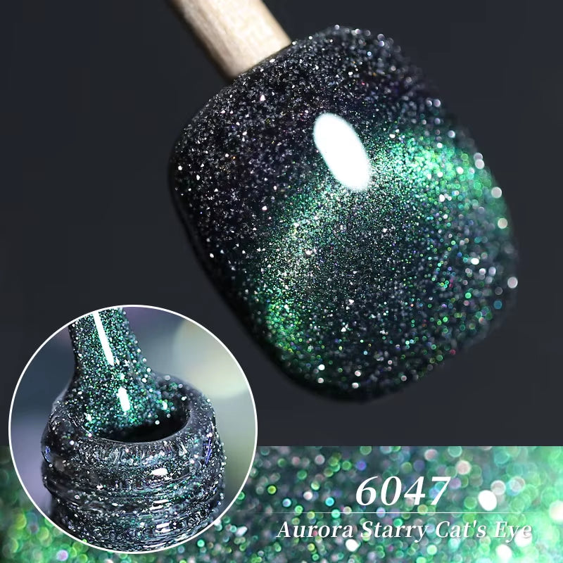 Red Green Glitter Cat Eye Nail Gel Magnetic Gel Nail Polish Semi Permanent Soak off UV LED Varnish for Manicure