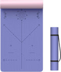 Yoga Mat High Density Exercise Mat Eco-Friendly TPE Workout Mat Non-Slip Anti-Tear Avoiding Pain in Yoga, Pilates & Floor Exercises for Men & Women, Black, Purple, Grey, 72"L X 24"W X 1/4''