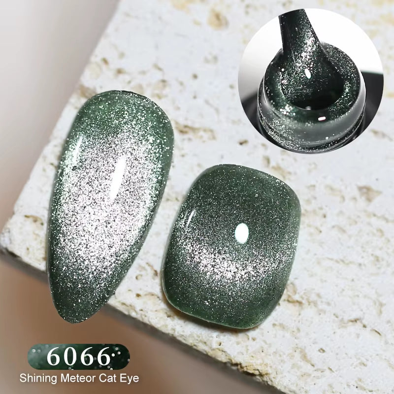 Red Green Glitter Cat Eye Nail Gel Magnetic Gel Nail Polish Semi Permanent Soak off UV LED Varnish for Manicure