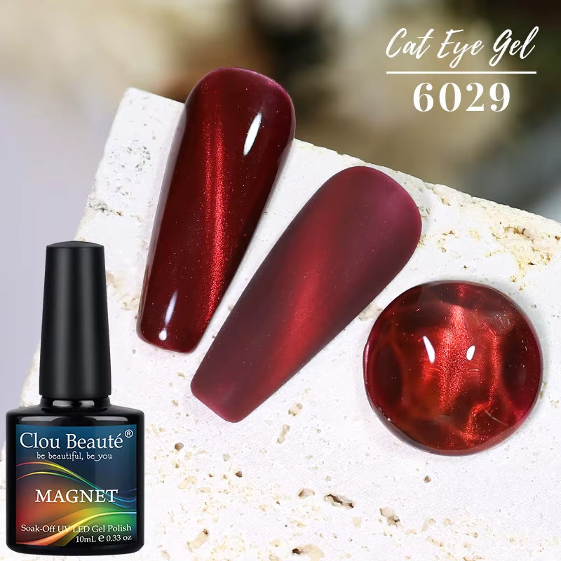 Red Green Glitter Cat Eye Nail Gel Magnetic Gel Nail Polish Semi Permanent Soak off UV LED Varnish for Manicure