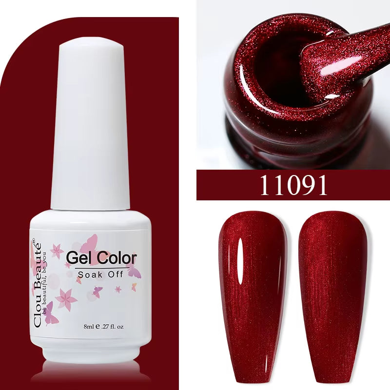 8ML Gel Polish Varnish Hema/Tpo Free Series 180-Colors New Arrivals Hot Sale Glitter Red Nails Art Base Top Coat