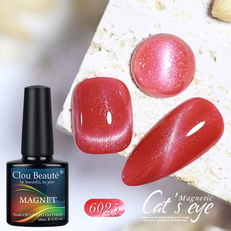 Red Green Glitter Cat Eye Nail Gel Magnetic Gel Nail Polish Semi Permanent Soak off UV LED Varnish for Manicure