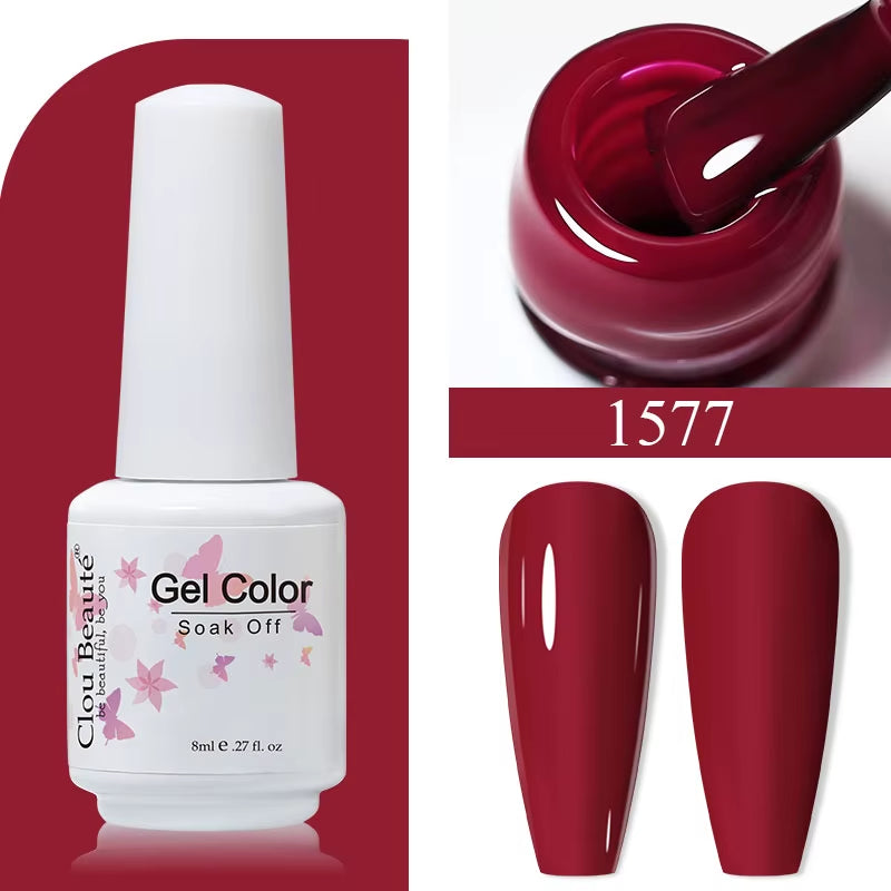 8ML Gel Polish Varnish Hema/Tpo Free Series 180-Colors New Arrivals Hot Sale Glitter Red Nails Art Base Top Coat
