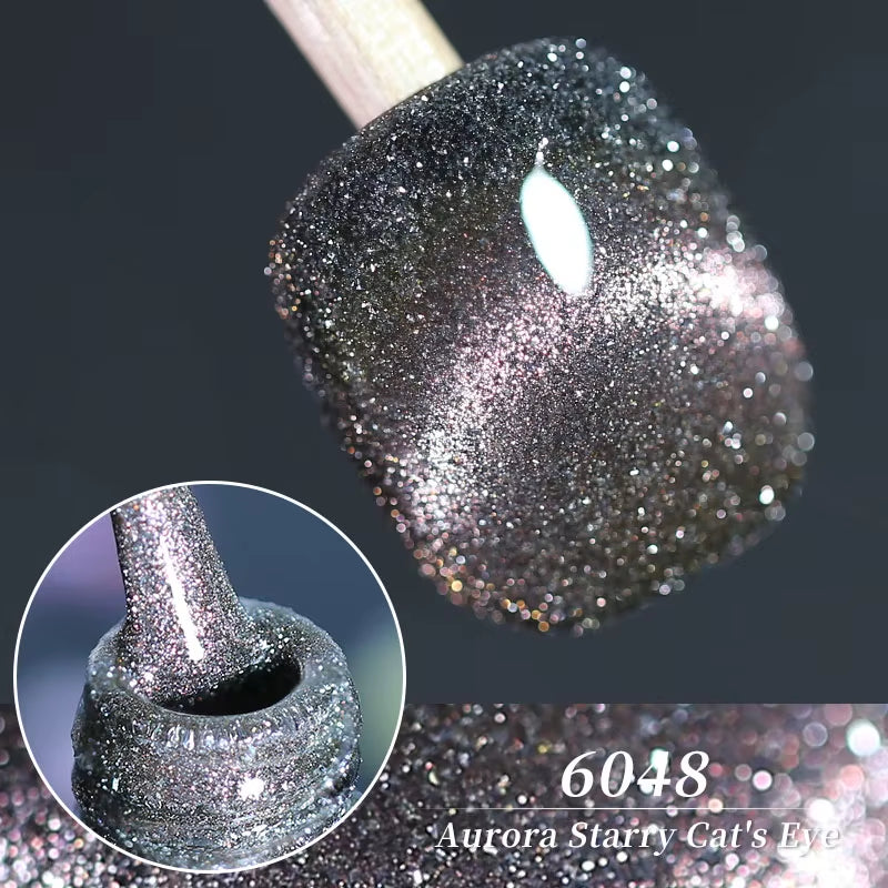 Red Green Glitter Cat Eye Nail Gel Magnetic Gel Nail Polish Semi Permanent Soak off UV LED Varnish for Manicure